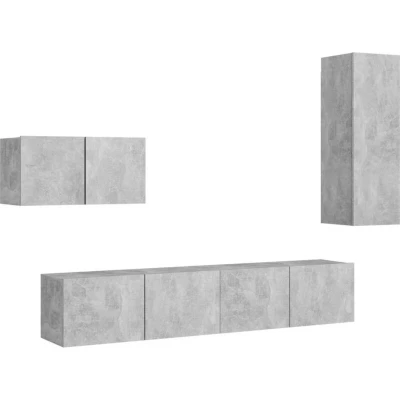 Image of vidaXL 4 Piece TV Cabinet Set Concrete Grey Engineered Wood