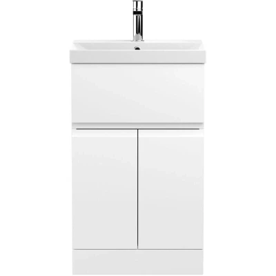 Image of Hudson Reed Urban Floor Standing Vanity Unit with Basin 3 Satin White 500mm Wide