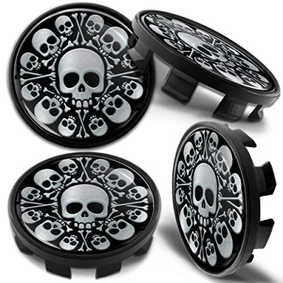Image of Biomar Labs 4 x 68mm Wheel Centre Alloy Hub Center Caps Compatible with BMW 36136783536 Hubcaps Skull CB 10