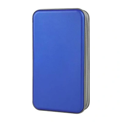 Image of alavisxf xx CD Case Hard, 96 Capacity Plastic Portable Travel Protective Zipper DVD Holder Disc Car Storage Wallet Bag (96 Capacity, Blue)