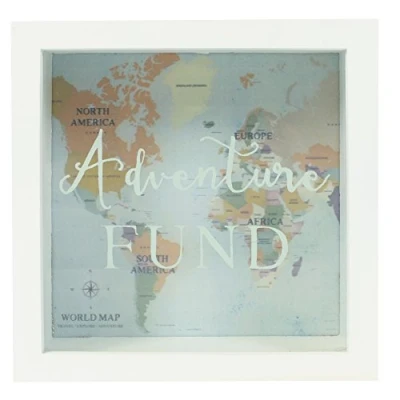 Image of Jones Home and Gift Adventures Map Fund Frame Money Box, White