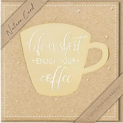 Image of bsb Life is Short Enjoy Your Coffee Card with Great Motif Sustainable Envelope Gift Best Friend &amp; Love Friendship 15.5 x cm