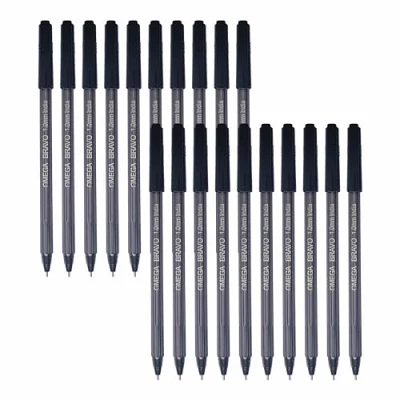 Image of OMEGA Bravo Ballpoint Pens, BLACK, Medium Point (1.0 mm), Pack of 50, Smooth Ball Multipack, Ideal for School Office Home Everyday Use
