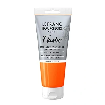 Image of Lefranc Bourgeois Acrylic Vinyl Emulsion, Japanese Orange, 80ml Tube Vinylfarbe