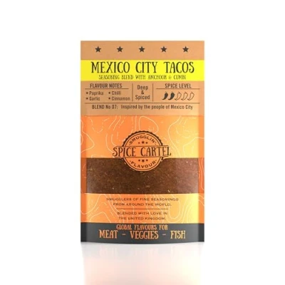 Image of Spice Cartel&#039;s Mexico City Tacos. Perfect To Give Your Tacos &amp; Fajitas A New Lease of Life! 35 Resealable Pouch. Hand Made In The UK.