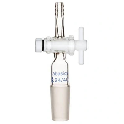 Image of Labasics Vacuum Flow Control Adapter with PTFE Stopcock, 24/40 Joint and Straight Hose Connection for Lab Supply