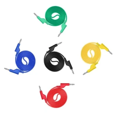 Image of Aofan 5Pcs Colorful Double ended 4MM Banana Plug Test Leads for Laboratory Electric Testing 100cm