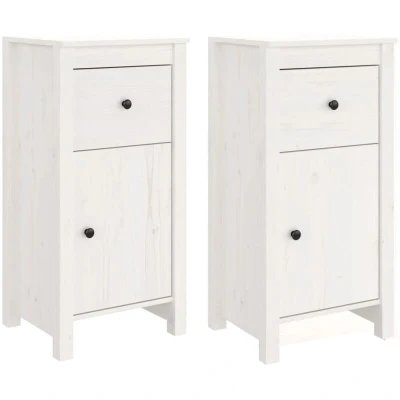 Image of vidaXL Sideboards 2 pcs White 40x35x80 cm Solid Wood Pine