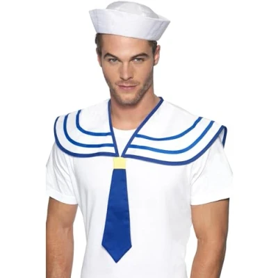 Image of Smiffys Sailor Neck Tie, White , Land, Sea and Air Forces Fancy Dress, Adult Dress Up Accessories
