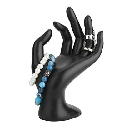 Image of Taidda hand shaped Rings Display Stand, Black OK gestured Jewelry Organizers Resin Earrings Bracelet Showcase Holder for Home, Wholesale