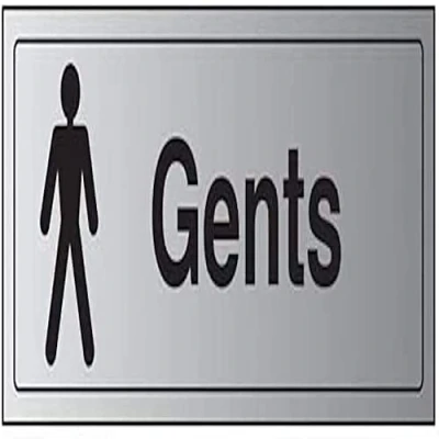 Image of V Safety General Door Gents toilet Sign 300mm x 100mm Self Adhesive Alu Effect