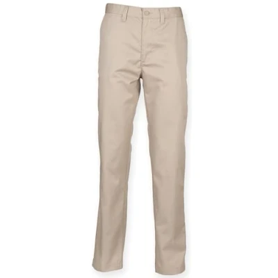 Image of Henbury 65/35 Flat Fronted Chino Trousers Stone 34L