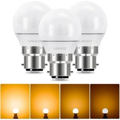 Image of Linkind Dimmable Bayonet Light Bulbs, B22 LED Bulbs Warm White 2700k, 4.2W (40w Equivalent), 470LM, P45(G45) Energy Saving Bayonette, Pack of 3