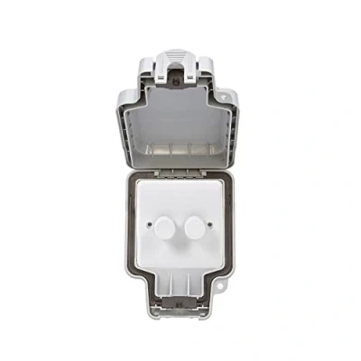 Image of Lieber Silk White 2 Gang Outdoor Dimmer Switch IP66 Trailing Edge 100W LED (250w Halogen/Incandescent)