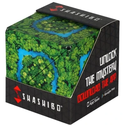 Image of SHASHIBO Shape Shifting Box Award Winning, Patented Fidget Cube w/ 36 Rare Earth Magnets Transforms Into Over 70 Shapes, Download Fun in Motion Toys Mobile App (Wild Series Jungle)