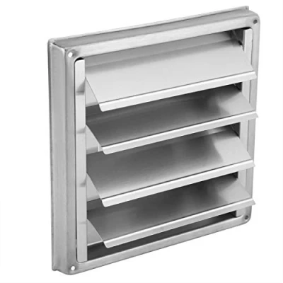 Image of Air Vent Cover, 100mm Stainless Steel Wall Square Tumble Dryer Extractor Fan Outlet Louver Exhaust Silver