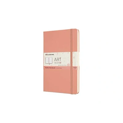 Image of Moleskine, Bullet Notebook Art Collection, Sketch Pad, Drawing Notebook, Blank or Lined Pages, Hard Cover, Large Format 13x21 cm, Coral Rose Colour
