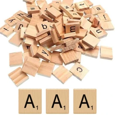 Image of Glamified Pack of 10 A SCRABBLE TILES Same LETTERS Bags WOODEN BLACK NUMBERS FOR CRAFTS WOOD ALPHABETS (Letter A, Tiles)
