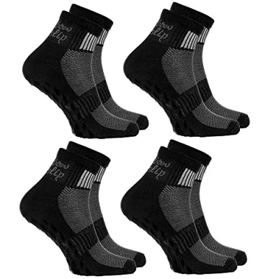 Image of Rainbow Socks Women Men Cotton Non Slip Grip ABS Sport 4 Pairs Black Size 6,5 8