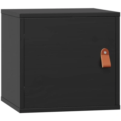 Image of vidaXL Wall Cabinet Black 31.5x30x30 cm Solid Wood Pine