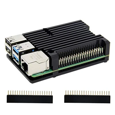 Image of Geekworm Raspberry Pi 4 Computer Model B Armor Aluminum Alloy Case/Raspberry Passive Cooling Shell Metal Enclosure Heat Dissipation for 4B Only (Case without fan Black)