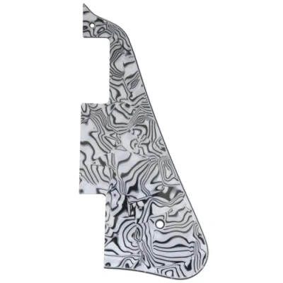 Image of Musiclily LP Guitar Pickguard for China Made Epiphone Les Paul Standard Modern Style Electric Guitar, 4Ply Black White Shell