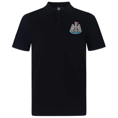 Image of Newcastle United FC Official Football Gift Mens Crest Polo Shirt Black Small