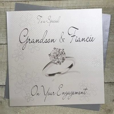 Image of WHITE COTTON CARDS GRANDSON ENGAGEMENT CARD BEAUTIFUL RING, HANDMADE (WB221 GS &amp; XWB221 GS)