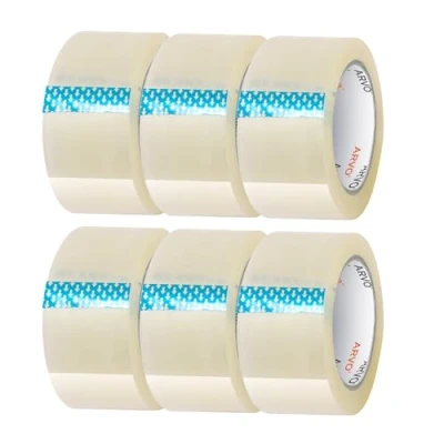 Image of ARVO Packing Tape Parcel 6 Rolls with Low Noise (48mm x 60m) Strong Heavy Duty Clear for Boxes, Secure Sticky Sealing Packaging Moving House