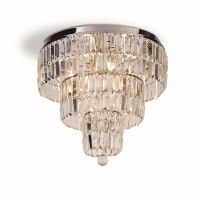 Image of Empire 6 Light Ceiling Light, Chrome &amp; Clear Glass, IP44