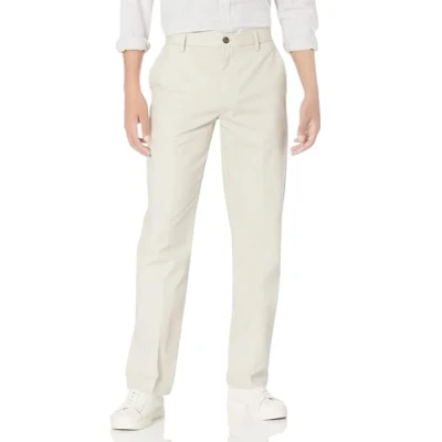 Image of Amazon Essentials Men&#039;s Classic Fit Wrinkle Resistant Flat Front Chino Trouser (Available in Big &amp; Tall), Stone, 34W / 31L