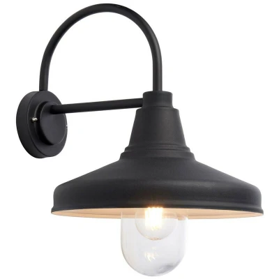 Image of Farmhouse Traditional Outdoor Dome Wall Light Textured Black Glass Shade, IP44