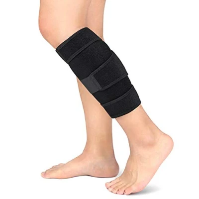 Image of Calf Brace, Shin Splint Support Lower Leg Compression Wrap with Adjustable Three Anti Slip Strap for Pulled Muscle Pain Strain Injury, Sprain and Swelling, Fits Men Women (Black)