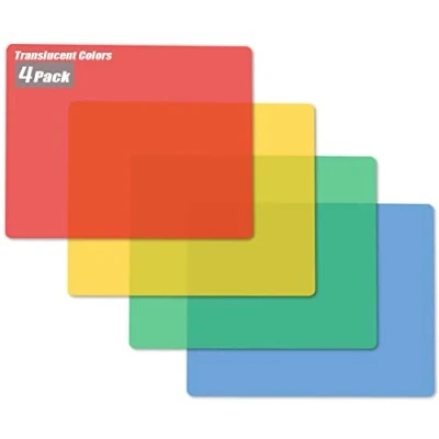 Image of Fotouzy Flexible Plastic Cutting Boards for Kitchen, 4 Translucent Colors Mats 15 x 12 in, BPA Free, Non Porous, Dishwasher Safe, Set of