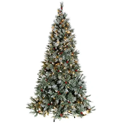 Image of WeRChristmas Pre Lit Scandinavian Blue Spruce Christmas Tree with 300 Chasing Warm LED Lights, 6 feet/1.8m