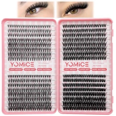 Image of Yomice Wispy Cluster Eyelash Extensions 30D+40D+50D+60D Volume Lash 640Pcs Individual Clusters 8 16mm False Eyelashes D Curl Cluster(30D 60D)