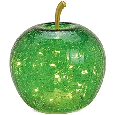 Image of matches21 Apple with 20 LED Lights and Timer Decorative Glass Light Fruit Home Decoration Green 1 Piece Diameter 16 cm