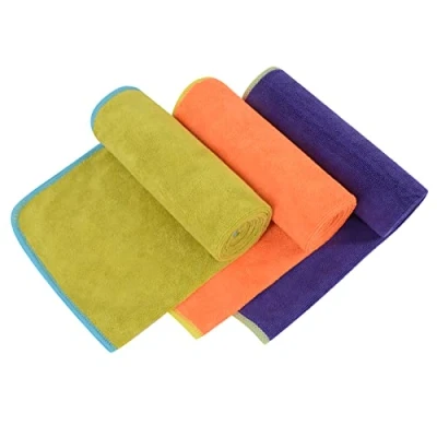 Image of VIVOTE Microfibre Gym Towels Sports Fitness Workout Sweat Towel Super Absorbent 3 Pack 33 x 74 CM (Purple+Orange+Yellow Green)