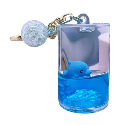 Image of ZDHC Cute Ocean Animal Floating Keychain Creative Liquid Quicksand Sea Life Keyring Car Keys Bag Pendant for Women Men