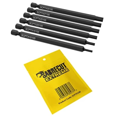 Image of 6 x SabreCut SCPTX100 Torx Screwdriver Bits T10 T15 T20 T25 T27 T30 100mm (Length)