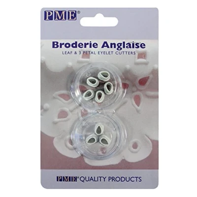 Image of PME Broderie Anglaise Leaf &amp; 3 Petal Eyelet Cutters, Set of 2
