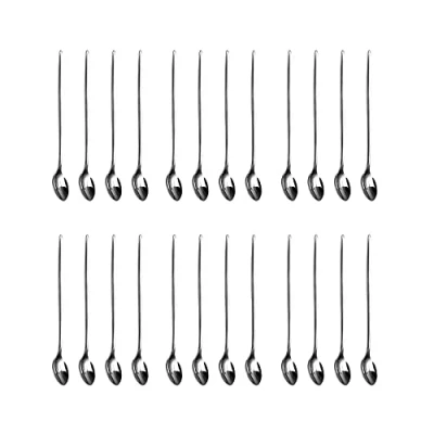 Image of PNJB, Latte Glass Ice Cream Sundae Coffee Spoons Stainless Steel Long Handle 20cm, Ideal for Sundae, Cream, Dessert, Iced &amp; Tea (24PCS)