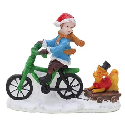 Image of Toyland® Mini Resin Christmas Collectible Ornament Village Scene Accessories Xmas Figures (Child On Bike 2.5 Inch)..