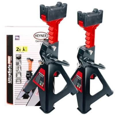 Image of HEYNER Heavy Duty Axle Jack Stands with Extra Durable Protective Pads 2 Ton, 3 and 6 Ton Capacities Steel Construction for Cars, Trucks,Motorhome, SUVs (3 347430RM)