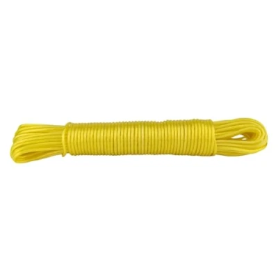 Image of IDEA HOME Washing Line Rope CRISTAL 20m Clothes Lines for Outside Heavy Duty Plastic Outdoor Robust made of Polyester Core and Coating, Transparent Yellow