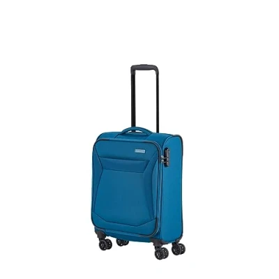 Image of travelite 4 wheel suitcase hand luggage soft shell, IATA boarding size; series CHIOS, trolley with edge protection + clip on function, 55 cm, 34 litres