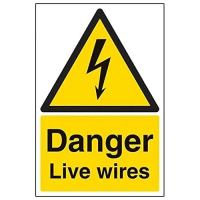 Image of V Safety Danger Live Wires Warning Sign 200mm x 300mm Self Adhesive Vinyl