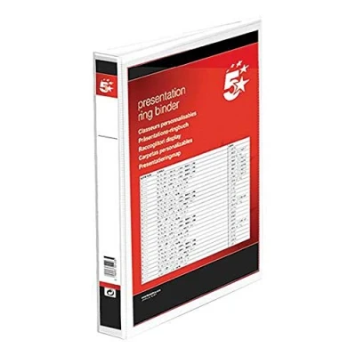 Image of 5 Star Presentation Ring Binder PVC 2 D 38mm Size A4 White Ref 36130 [Pack 10]