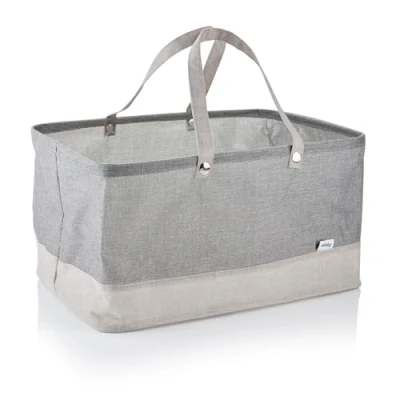 Image of Minky Fabric Water Resistant Laundry Basket, Grey Hamper Basket With Sturdy Carry Handles, 52L Waterproof Washing Collapsible Design, Large Storage