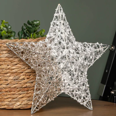 Image of 25cm White Woven Christmas Star Decoration